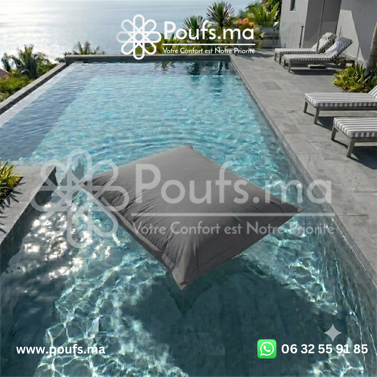 PACK 2 Poufs Piscine 140cm x 140cm
