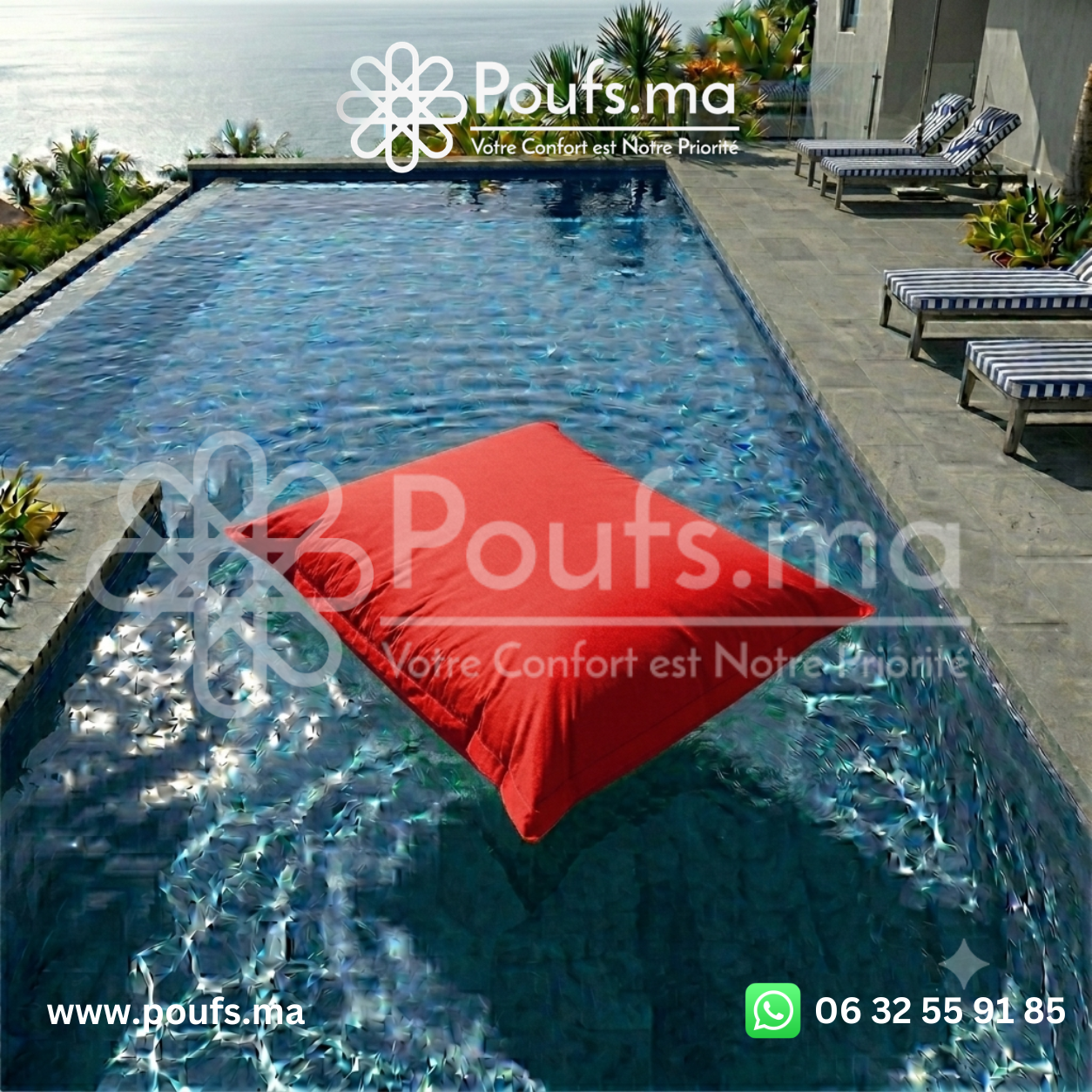 PACK 2 Poufs Piscine 140cm x 140cm
