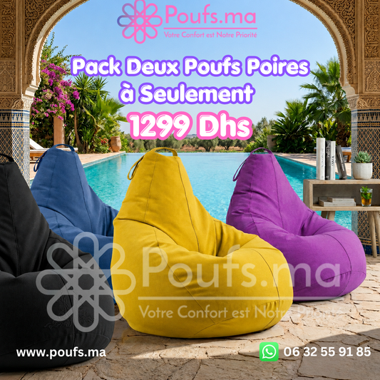 PACK 2 Pouf Poire XXL Extérieur – Imperméable