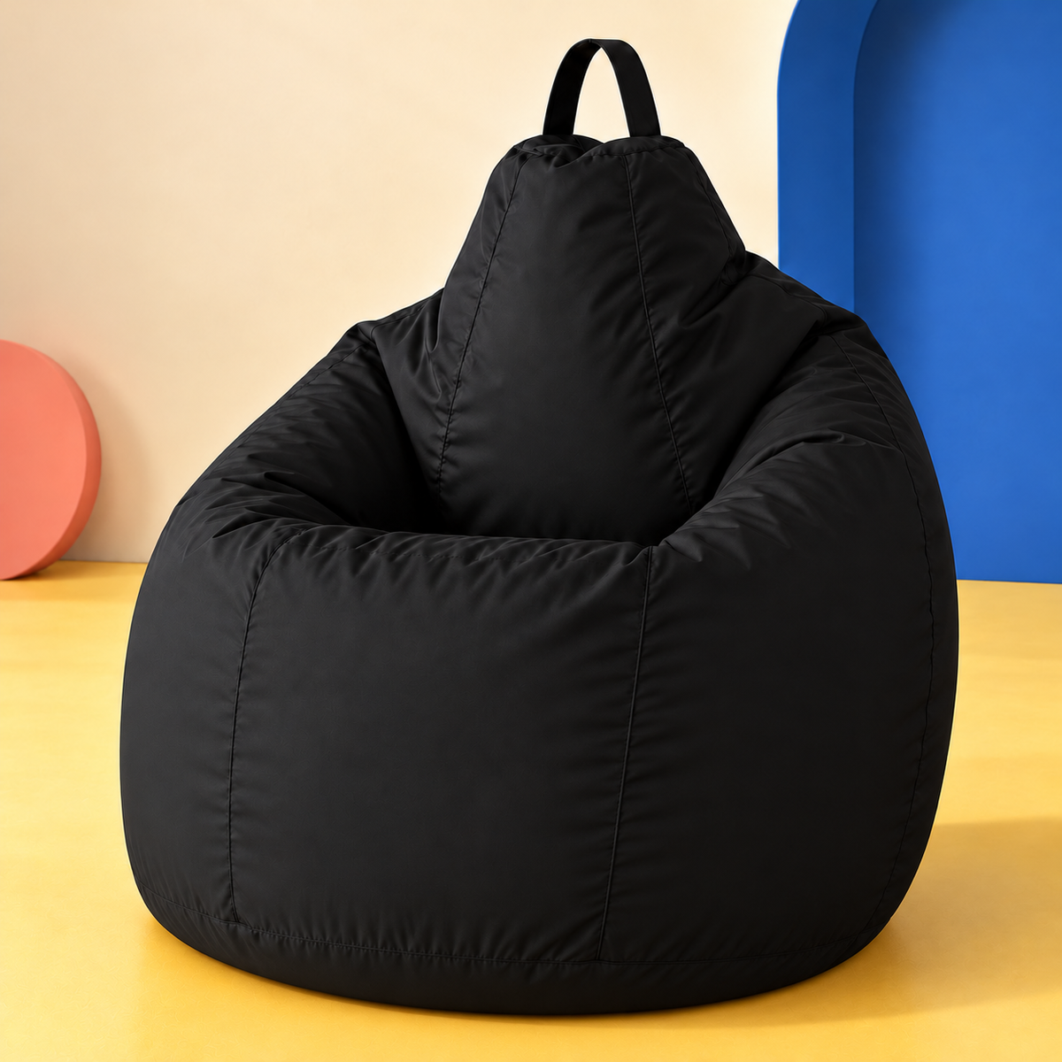 Pouf extérieur Noir — tissu extérieur sans bande noire