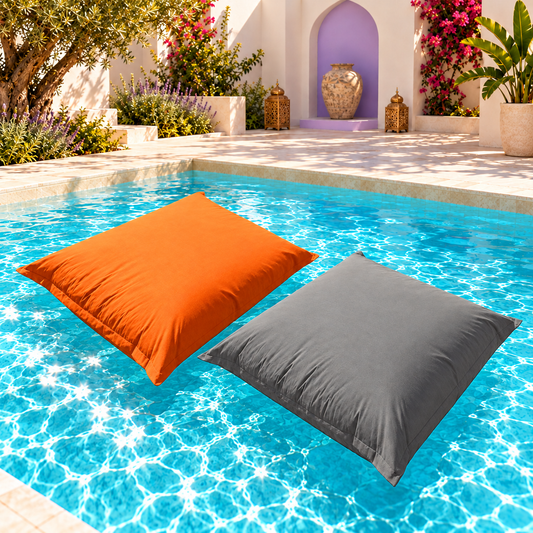 Pack de deux coussins piscine 180 — vue complète, cadrage carré, tissu uni